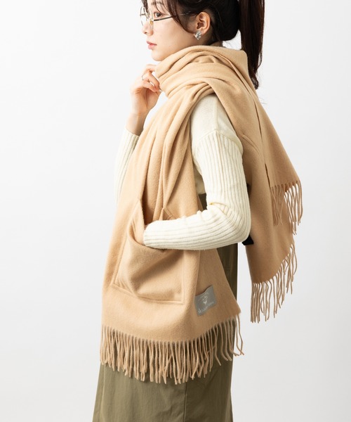 Jubilee Fabric（ジュビリーファブリック）の「ポケット付　ウールストール（ストール/ショール・レディース・ベージュ/グレー/ピンク/ブラック・FREE）」の12枚目の写真