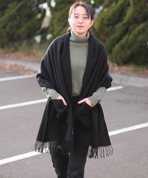 Jubilee Fabric（ジュビリーファブリック）の「ポケット付　ウールストール（ストール/ショール・レディース・ベージュ/グレー/ピンク/ブラック・FREE）」の13枚目の写真