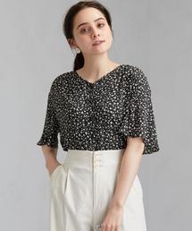 green label relaxing | FFC フラワー プリント Vネック ブラウス(シャツ/ブラウス)