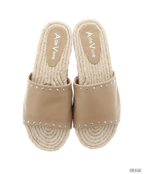 A de Vivre（アドゥヴィーヴル）の「【本革】スタッズジュートサンダル（サンダル・レディース・ベージュ/パープル/ブラック系その他・38/37/39/36）」の3枚目の写真