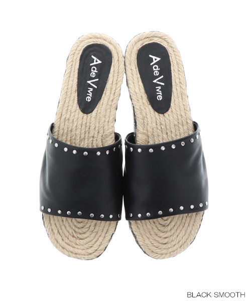 A de Vivre（アドゥヴィーヴル）の「【本革】スタッズジュートサンダル（サンダル・レディース・ベージュ/パープル/ブラック系その他・38/37/39/36）」の2枚目の写真