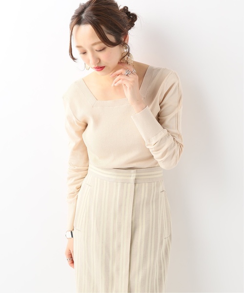 CITYSHOP(シティーショップ)の「スクエアネックニット(ニット/セーター・レディース・ブラック/グリーン/ベージュ/スカイブルー・FREE)」の1枚目の写真