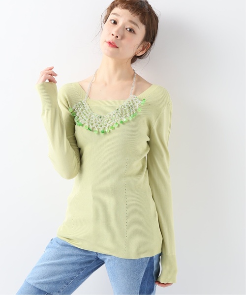 CITYSHOP(シティーショップ)の「スクエアネックニット(ニット/セーター・レディース・ブラック/グリーン/ベージュ/スカイブルー・FREE)」の3枚目の写真
