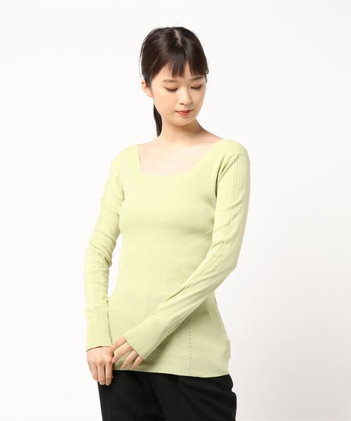 CITYSHOP(シティーショップ)の「スクエアネックニット(ニット/セーター・レディース・ブラック/グリーン/ベージュ/スカイブルー・FREE)」の7枚目の写真