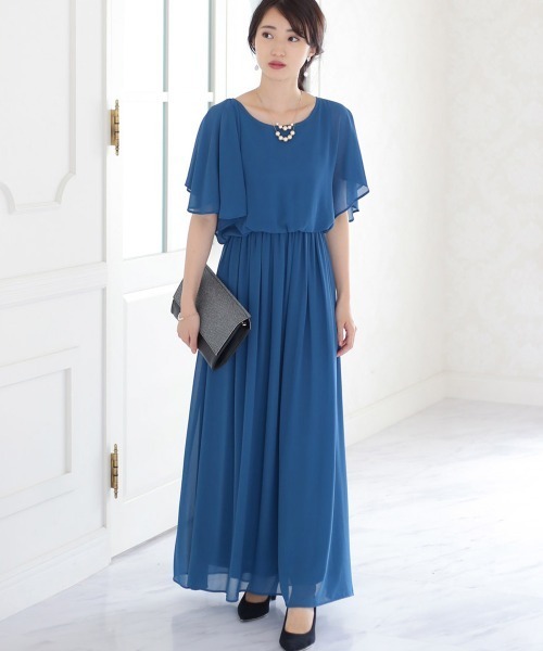 セール 結婚式や二次会にも使える フレアスリーブロングワンピース ドレス Bou Jeloud ブージュルード のファッション通販 Zozotown