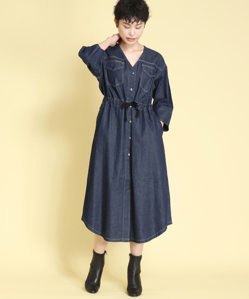 Moname モナーム ミリタリー長袖デニムワンピース ワンピース Tite In The Store ティテ インザ ストア のファッション通販 Zozotown