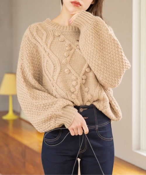 Heather（ヘザー）の「ポンポンバックリボンニット 862456（ニット