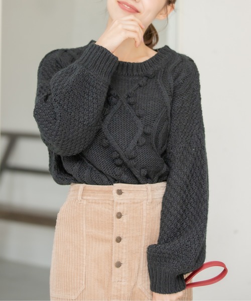 Heather ヘザー の ポンポンバックリボンニット ニット セーター Wear Heather ヘザー の ポンポンバックリボンニット ニット セーター Wear