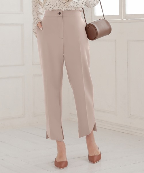 KOBE LETTUCE（コウベレタス）の「デザインスリットセンタープレススラックスパンツ（スラックス・レディース・パープル/カーキ/モカ/ホワイト系その他/ベージュ/ピンク/ライトカーキ/ブラック/イエロー系その他/ピンク系その他/ミント/ホワイト系その他2・FREE/S/M）」の6枚目の写真