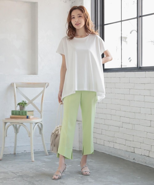 KOBE LETTUCE（コウベレタス）の「デザインスリットセンタープレススラックスパンツ（スラックス・レディース・パープル/カーキ/モカ/ホワイト系その他/ベージュ/ピンク/ライトカーキ/ブラック/イエロー系その他/ピンク系その他/ミント/ホワイト系その他2・FREE/S/M）」の19枚目の写真