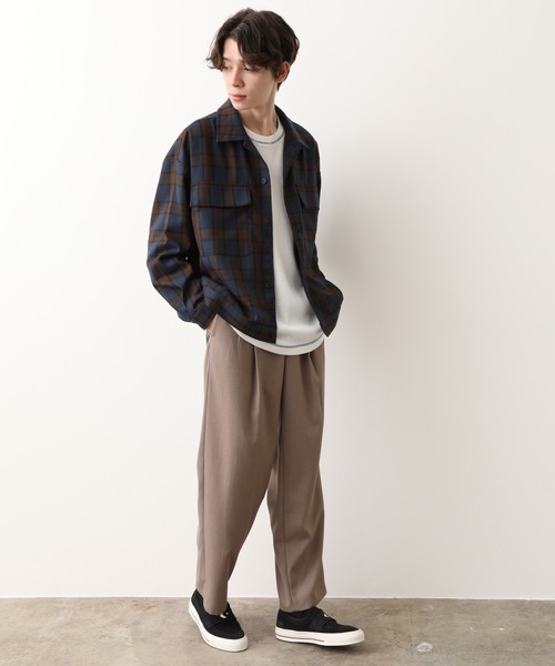 JUNRED(ジュンレッド)の「チェックWフラップブルゾン(ブルゾン・メンズ・ネイビー/パープル・S/M/L)」の7枚目の写真