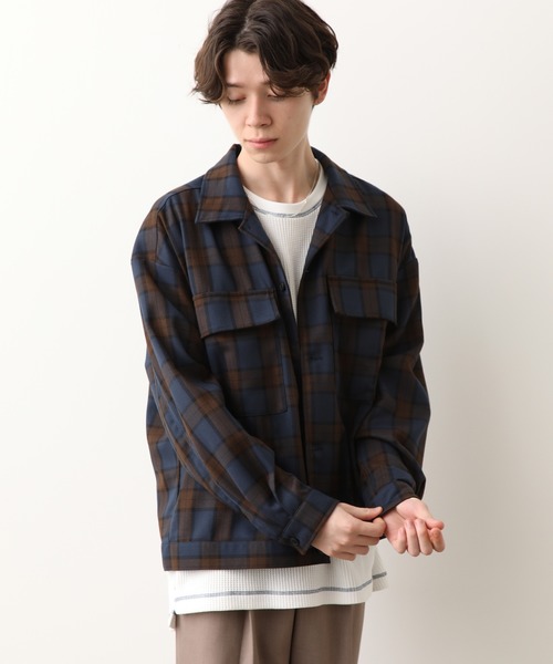 JUNRED(ジュンレッド)の「チェックWフラップブルゾン(ブルゾン・メンズ・ネイビー/パープル・S/M/L)」の14枚目の写真