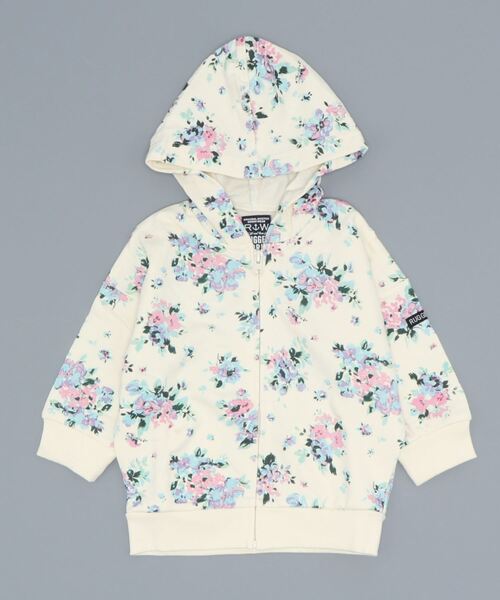 RUGGEDWORKS（ラゲッドワークス）の「花柄ＺＩＰ裏毛パーカー（パーカー・キッズ・グレー/オフホワイト・110cm/100cm/120cm/130cm/140cm/90㎝/150cm）」の4枚目の写真