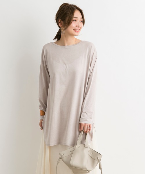 DouDou（ドゥドゥ）の「バックスリットT（Tシャツ/カットソー・レディース・ライトグレー/オフホワイト/ベビーピンク/ピンク/ライトベージュ・FREE）」の22枚目の写真