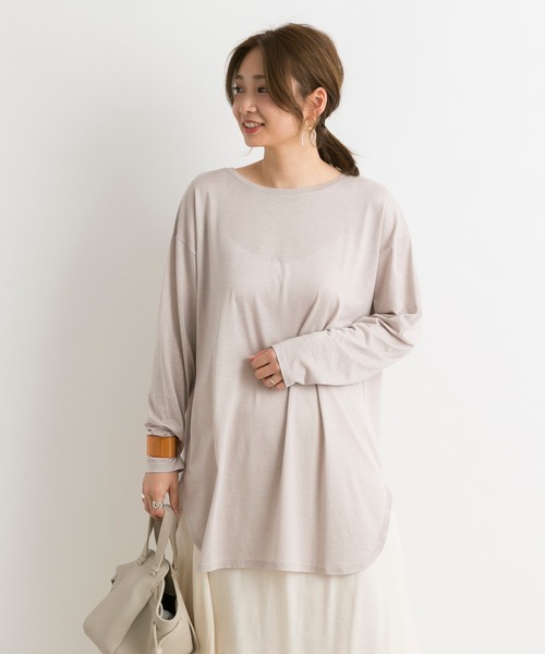 DouDou（ドゥドゥ）の「バックスリットT（Tシャツ/カットソー・レディース・ライトグレー/オフホワイト/ベビーピンク/ピンク/ライトベージュ・FREE）」の21枚目の写真