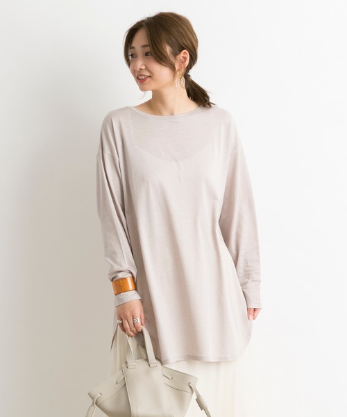 DouDou（ドゥドゥ）の「バックスリットT（Tシャツ/カットソー・レディース・ライトグレー/オフホワイト/ベビーピンク/ピンク/ライトベージュ・FREE）」の20枚目の写真