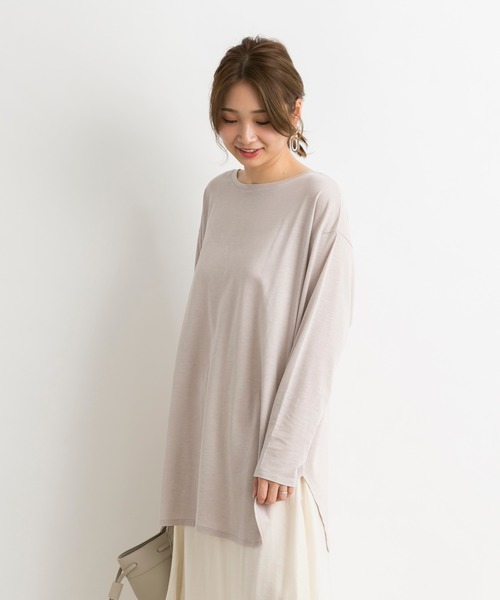 DouDou（ドゥドゥ）の「バックスリットT（Tシャツ/カットソー・レディース・ライトグレー/オフホワイト/ベビーピンク/ピンク/ライトベージュ・FREE）」の19枚目の写真