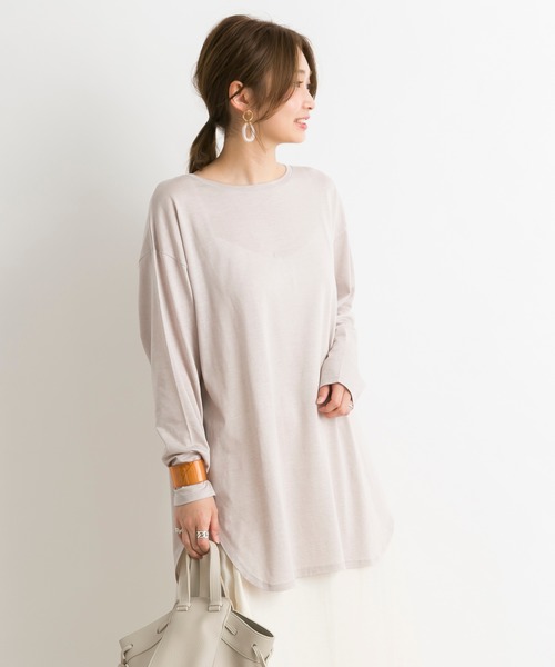 DouDou（ドゥドゥ）の「バックスリットT（Tシャツ/カットソー・レディース・ライトグレー/オフホワイト/ベビーピンク/ピンク/ライトベージュ・FREE）」の18枚目の写真