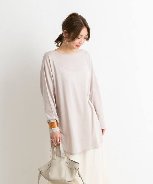 DouDou（ドゥドゥ）の「バックスリットT（Tシャツ/カットソー・レディース・ライトグレー/オフホワイト/ベビーピンク/ピンク/ライトベージュ・FREE）」の16枚目の写真