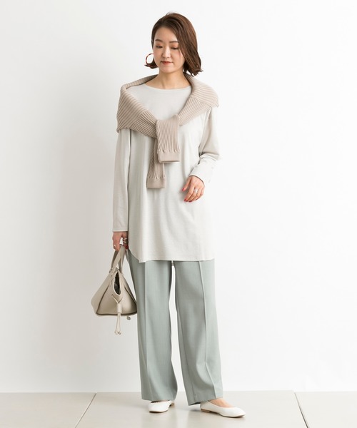 DouDou（ドゥドゥ）の「バックスリットT（Tシャツ/カットソー・レディース・ライトグレー/オフホワイト/ベビーピンク/ピンク/ライトベージュ・FREE）」の15枚目の写真