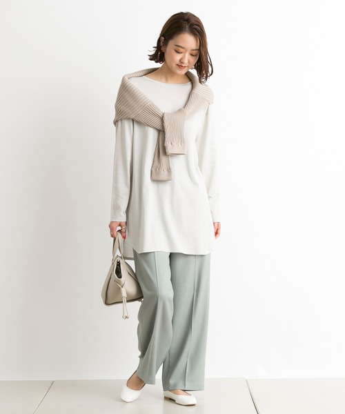 DouDou（ドゥドゥ）の「バックスリットT（Tシャツ/カットソー・レディース・ライトグレー/オフホワイト/ベビーピンク/ピンク/ライトベージュ・FREE）」の14枚目の写真