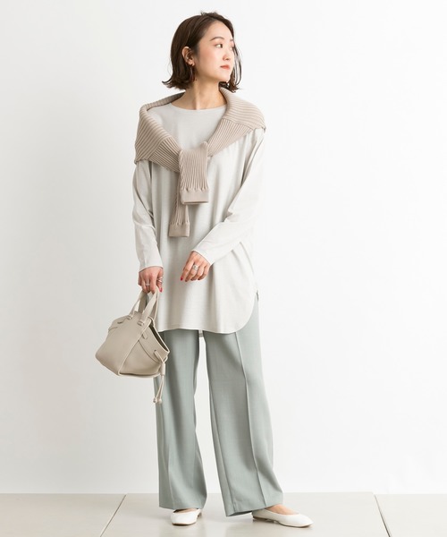 DouDou（ドゥドゥ）の「バックスリットT（Tシャツ/カットソー・レディース・ライトグレー/オフホワイト/ベビーピンク/ピンク/ライトベージュ・FREE）」の13枚目の写真