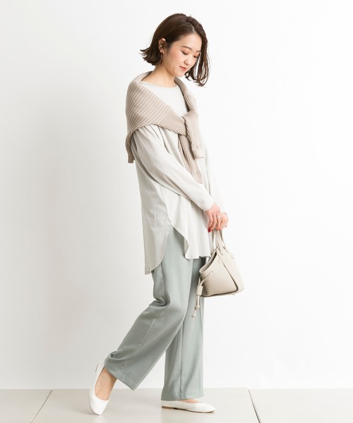 DouDou（ドゥドゥ）の「バックスリットT（Tシャツ/カットソー・レディース・ライトグレー/オフホワイト/ベビーピンク/ピンク/ライトベージュ・FREE）」の12枚目の写真