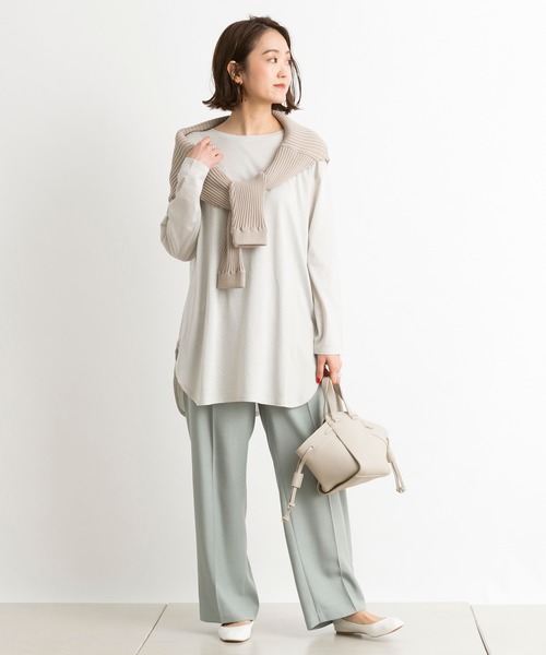 DouDou（ドゥドゥ）の「バックスリットT（Tシャツ/カットソー・レディース・ライトグレー/オフホワイト/ベビーピンク/ピンク/ライトベージュ・FREE）」の11枚目の写真