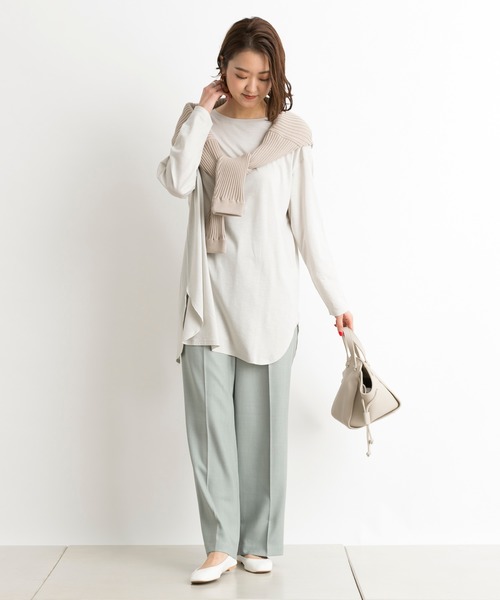 DouDou（ドゥドゥ）の「バックスリットT（Tシャツ/カットソー・レディース・ライトグレー/オフホワイト/ベビーピンク/ピンク/ライトベージュ・FREE）」の10枚目の写真