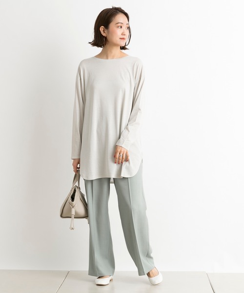 DouDou（ドゥドゥ）の「バックスリットT（Tシャツ/カットソー・レディース・ライトグレー/オフホワイト/ベビーピンク/ピンク/ライトベージュ・FREE）」の9枚目の写真