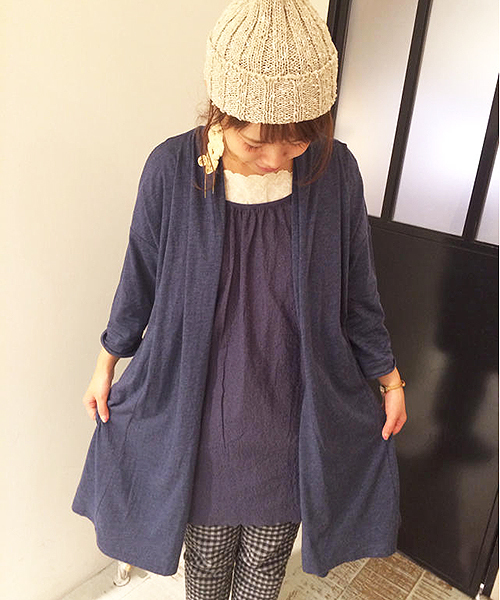 PUAL CE CIN(ピュアルセシン)の「重ね着風チュニック(Tシャツ/カットソー・レディース・オートミール/モカ/ネイビー・FREE)」の8枚目の写真