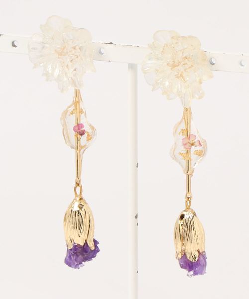 【LADYLOCY】purple clear flower pierce（ピアス（両耳用））｜tone（トーン）
