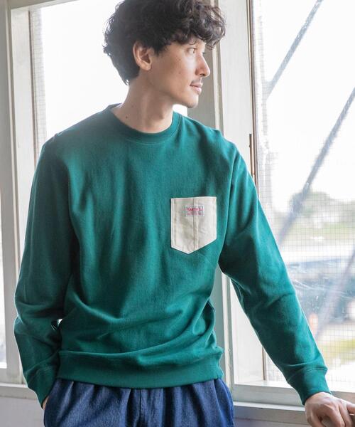 SMITH'S（スミス）の「SMITH’S(スミス)別注ポケットスウェットクルーネック20FW(一部WEB限定カラー)#（スウェット・メンズ・ブラック/その他1/その他3/オフホワイト/ケリー/その他2・X-LARGE/LARGE/SMALL/MEDIUM）」の6枚目の写真