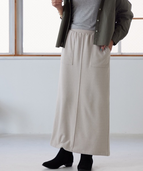 OMNES Another Edition（オムネス アナザーエディション）の「裏毛ロングタイトスカート ストレートスカート（スカート・レディース・ブラック/グレー系その他/モカ/パープル・FREE）」の11枚目の写真