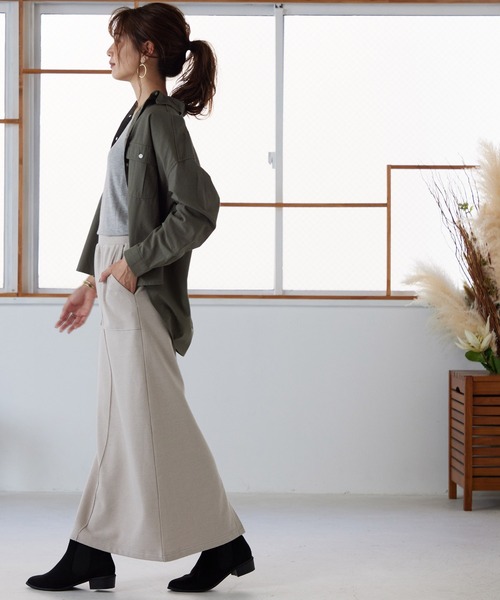 OMNES Another Edition（オムネス アナザーエディション）の「裏毛ロングタイトスカート ストレートスカート（スカート・レディース・ブラック/グレー系その他/モカ/パープル・FREE）」の12枚目の写真