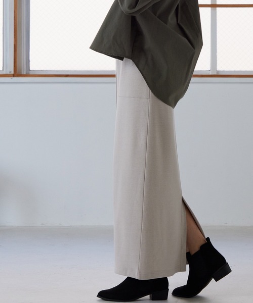 OMNES Another Edition（オムネス アナザーエディション）の「裏毛ロングタイトスカート ストレートスカート（スカート・レディース・ブラック/グレー系その他/モカ/パープル・FREE）」の13枚目の写真