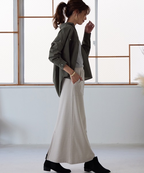 OMNES Another Edition（オムネス アナザーエディション）の「裏毛ロングタイトスカート ストレートスカート（スカート・レディース・ブラック/グレー系その他/モカ/パープル・FREE）」の16枚目の写真