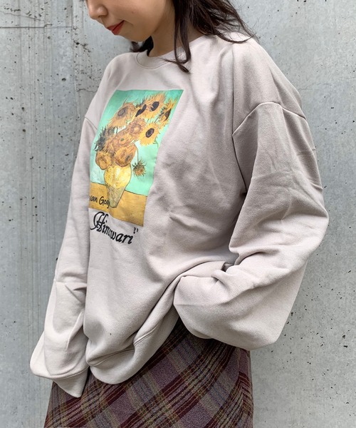 STYLEBLOCK(スタイルブロック)の「裏毛アートプリントビッグシルエットスウェットトレーナー(スウェット・メンズ・ホワイト/ホワイト系その他/ブラック系その他/ブラウン系その他/ベージュ系その他/ベージュ系その他2/ベージュ/ブラウン/ブラック・M/L/LL)」の7枚目の写真