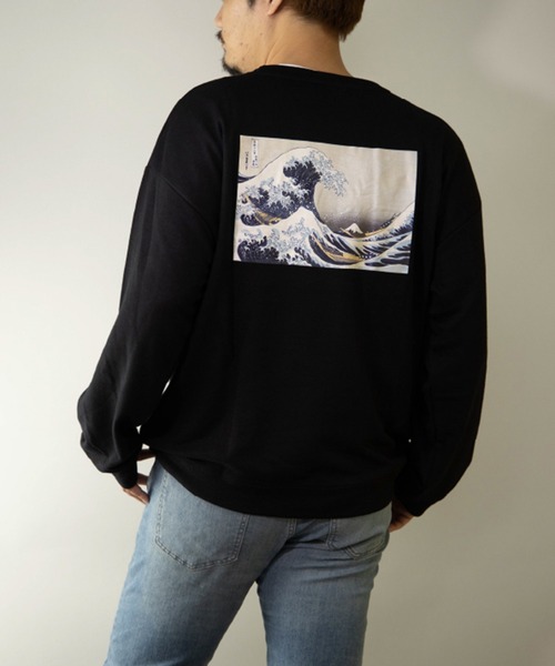 STYLEBLOCK(スタイルブロック)の「裏毛アートプリントビッグシルエットスウェットトレーナー(スウェット・メンズ・ホワイト/ホワイト系その他/ブラック系その他/ブラウン系その他/ベージュ系その他/ベージュ系その他2/ベージュ/ブラウン/ブラック・M/L/LL)」の4枚目の写真