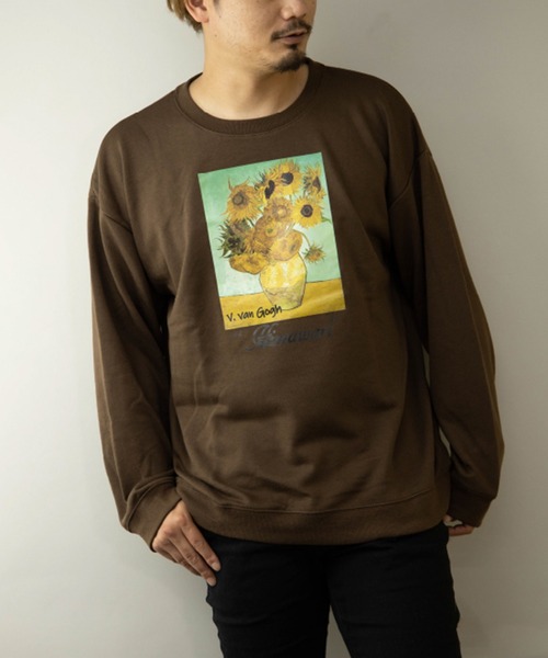 STYLEBLOCK(スタイルブロック)の「裏毛アートプリントビッグシルエットスウェットトレーナー(スウェット・メンズ・ホワイト/ホワイト系その他/ブラック系その他/ブラウン系その他/ベージュ系その他/ベージュ系その他2/ベージュ/ブラウン/ブラック・M/L/LL)」の5枚目の写真