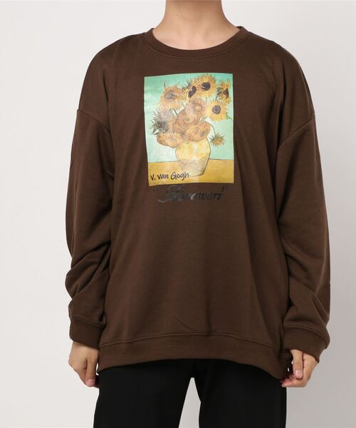 STYLEBLOCK(スタイルブロック)の「裏毛アートプリントビッグシルエットスウェットトレーナー(スウェット・メンズ・ホワイト/ホワイト系その他/ブラック系その他/ブラウン系その他/ベージュ系その他/ベージュ系その他2/ベージュ/ブラウン/ブラック・M/L/LL)」の11枚目の写真