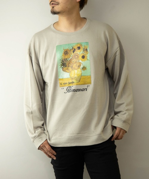 STYLEBLOCK(スタイルブロック)の「裏毛アートプリントビッグシルエットスウェットトレーナー(スウェット・メンズ・ホワイト/ホワイト系その他/ブラック系その他/ブラウン系その他/ベージュ系その他/ベージュ系その他2/ベージュ/ブラウン/ブラック・M/L/LL)」の19枚目の写真