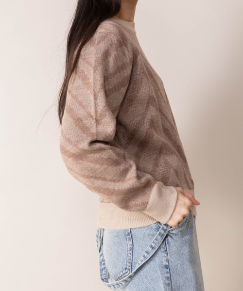 Mysa&Liina（ミーサリーナ）の「ヘリンボン柄ニット（ニット/セーター・レディース・ブラック/ベージュ/モカ・M）」の3枚目の写真