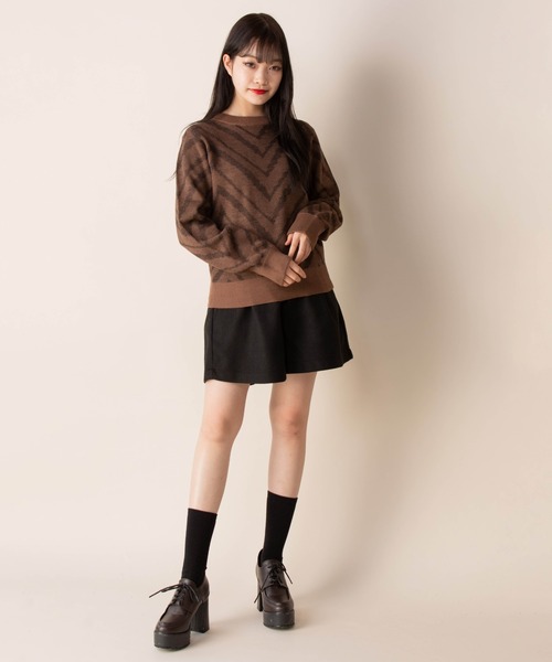 Mysa&Liina（ミーサリーナ）の「ヘリンボン柄ニット（ニット/セーター・レディース・ブラック/ベージュ/モカ・M）」の8枚目の写真