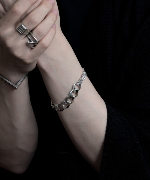 YArKA/ヤーカ】silver925 more big flat & middle chain bracelet [BB1 