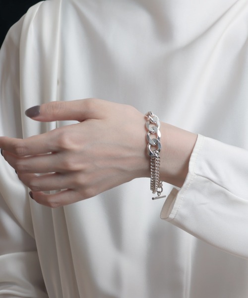YArKA/ヤーカ】silver925 more big flat & middle chain bracelet [BB1 