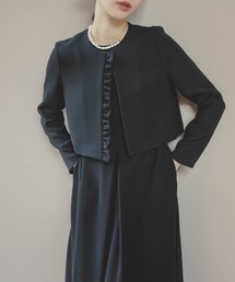 kaene（カエン）の「シフォンフリルジャケット［ブラック：ブラックフォーマル対応］冠婚葬祭 礼服 喪服 入学式 卒業式 七五三 お宮参り（スーツジャケット）」