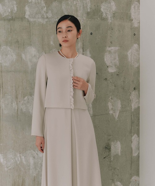 シフォンフリルジャケット［ブラック：ブラックフォーマル対応］冠婚