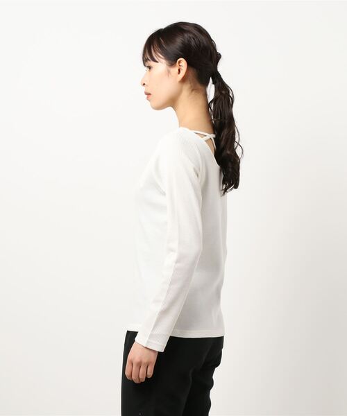 mysty woman(ミスティウーマン)の「バックシャンアシメネックプルオーバー 937638(Tシャツ/カットソー・レディース・ブラック/オフホワイト/カーキ・FREE)」の9枚目の写真