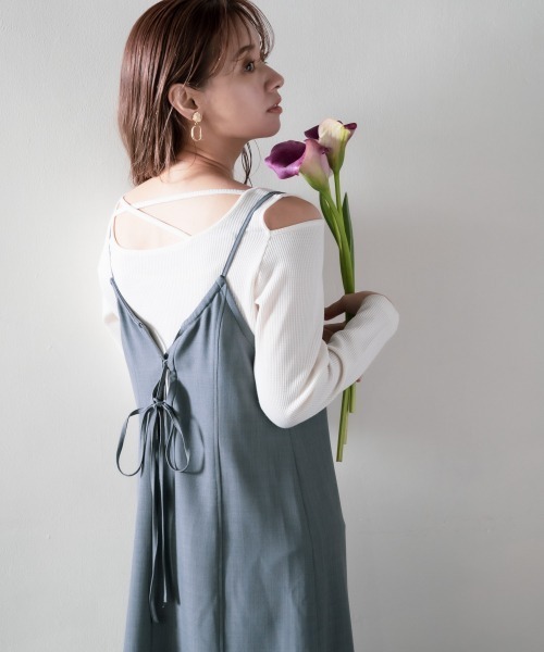 mysty woman(ミスティウーマン)の「バックシャンアシメネックプルオーバー 937638(Tシャツ/カットソー・レディース・ブラック/オフホワイト/カーキ・FREE)」の10枚目の写真